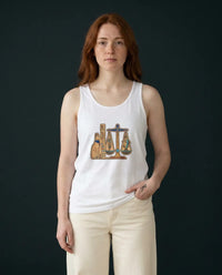 Egyptian Sphynx Cat Scales Graphic Tank Top - Lightweight Combed Cotton Retail Fit - Unisex White