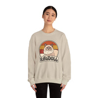 Ragdoll Cat Retro Sunset Sweatshirt - Heavy Blend Fleece Crewneck - Unisex White