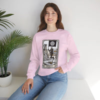 Tarot Death Card Graphic Sweatshirt - Heavy Blend Classic Fit Crewneck - Unisex White