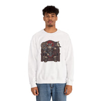 Viking Berserker Cats Graphic Sweatshirt - Heavy Blend Classic Fit Crewneck - Unisex White