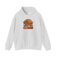 Dachshund Retro 70s Sunset Hoodie - Classic Fit Fleece Pullover - Unisex White