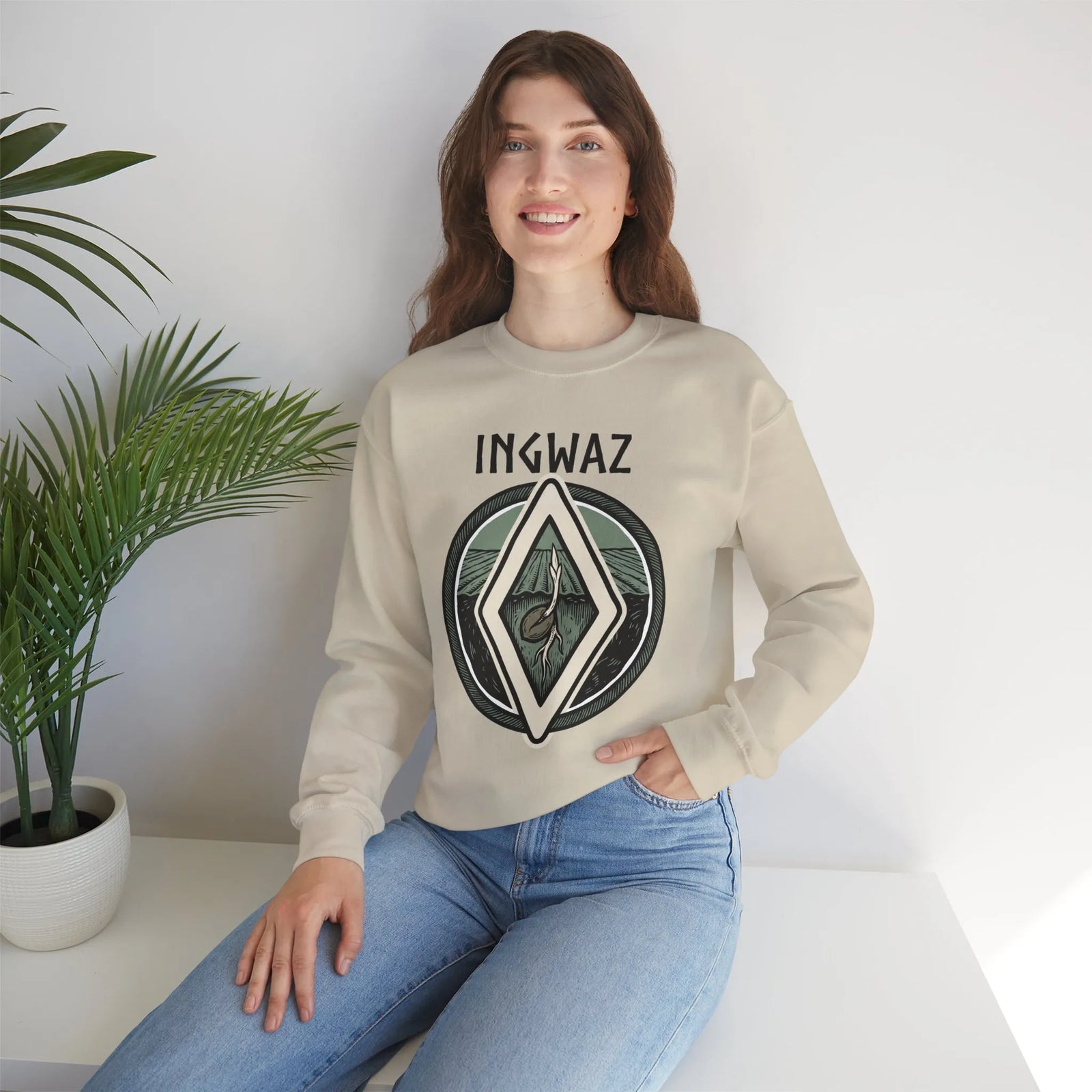 Ingwaz Rune Seed Potential Sweatshirt - Classic Fit Heavy Blend Crewneck - Unisex Ash