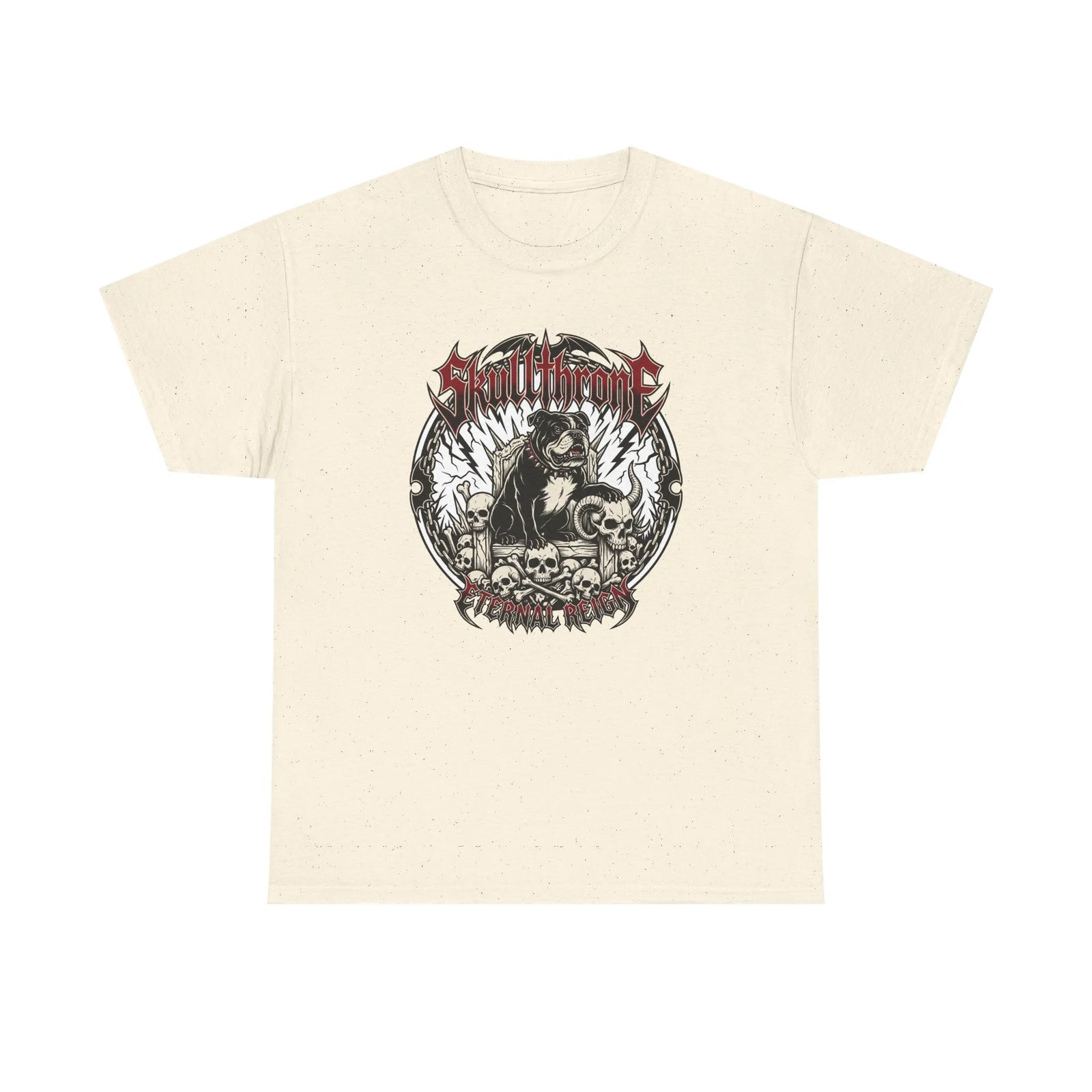 Skull Throne Heavy Metal Dog T-Shirt - Heavyweight Cotton Classic Tee - Unisex White