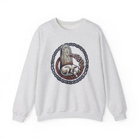 Norse Runestone Hound Odin's Wolves Sweatshirt - Medium-Heavy Cotton Blend Crewneck - Unisex White