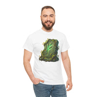 Fehu Rune Wealth Symbol T-Shirt - Heavy Cotton Classic Fit Tee - Unisex White