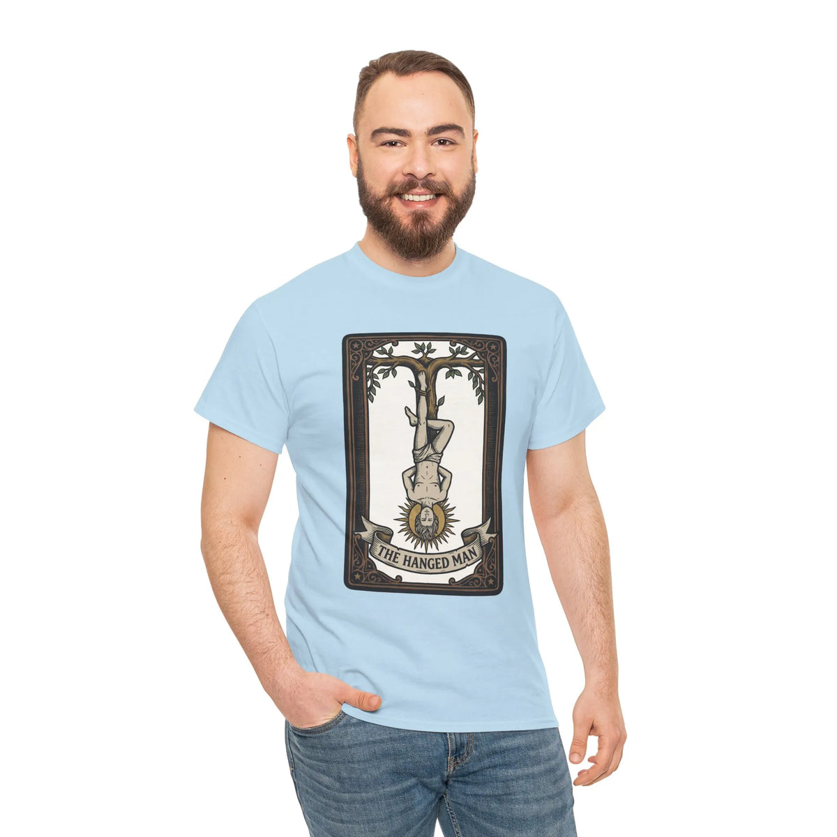 The Hanged Man Tarot Card T-Shirt - Heavy Cotton Classic Fit Tee - Unisex White
