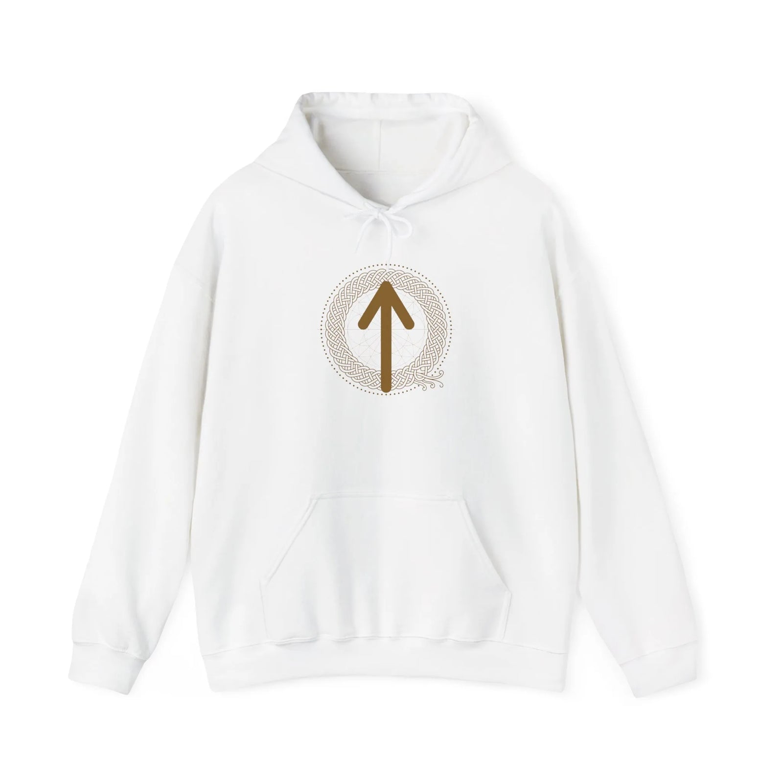 Tiwaz Rune Justice Sovereignty Hoodie - Medium Weight Cotton Blend Pullover - Unisex White