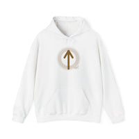 Tiwaz Rune Justice Sovereignty Hoodie - Medium Weight Cotton Blend Pullover - Unisex White