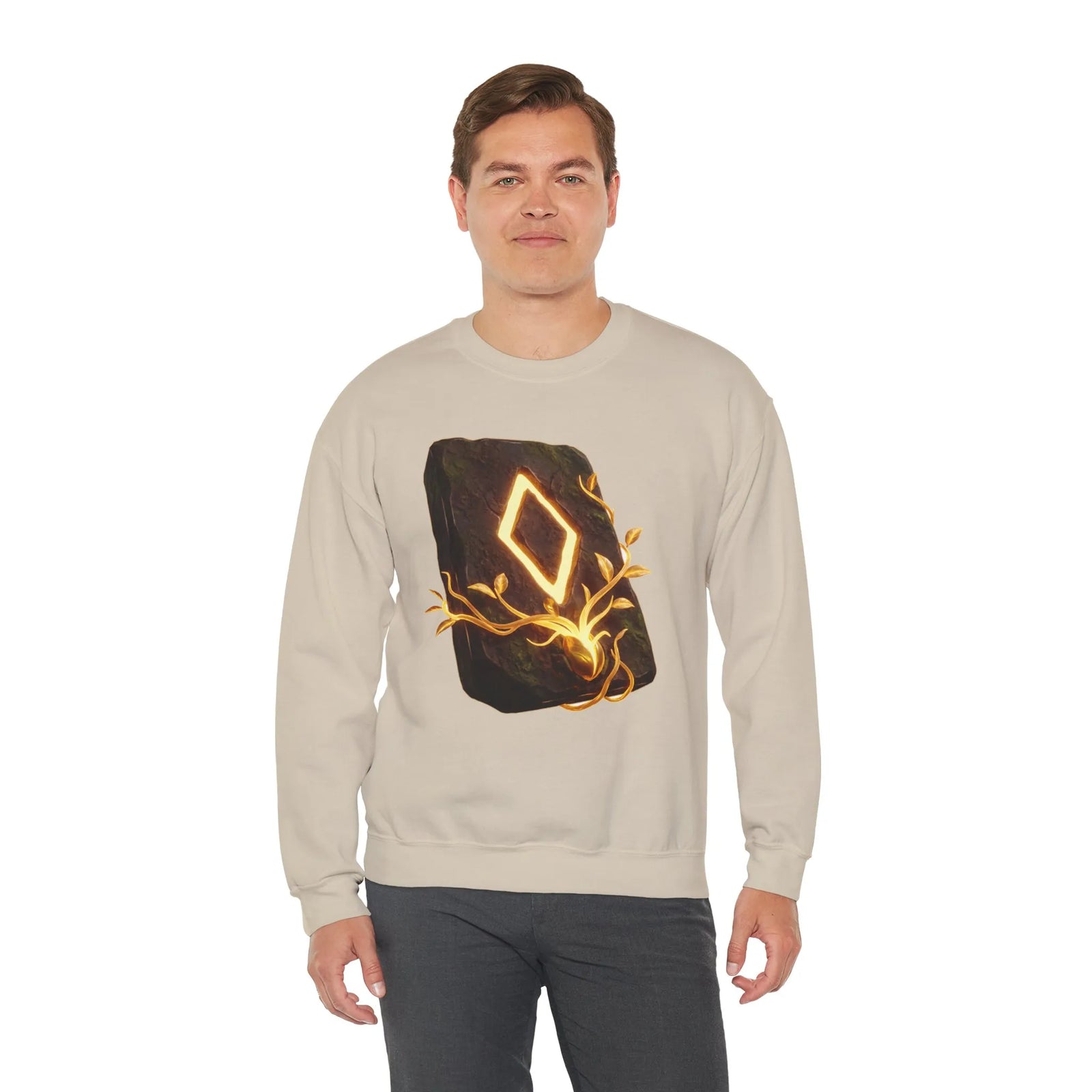 Ingwaz Rune Sacred Seed Sweatshirt - Classic Fit Heavy Blend Crewneck - Unisex White