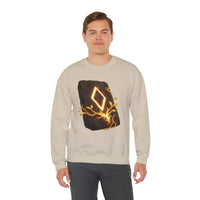 Ingwaz Rune Sacred Seed Sweatshirt - Classic Fit Heavy Blend Crewneck - Unisex White