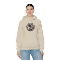 Garmr Odin's Wolves Norse Woodcut Hoodie - Heavy Blend Fleece Pullover - Unisex White