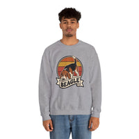 Beagle Retro 70s Sunset Graphic Sweatshirt - Heavy Blend Cotton Polyester Crewneck - Unisex White