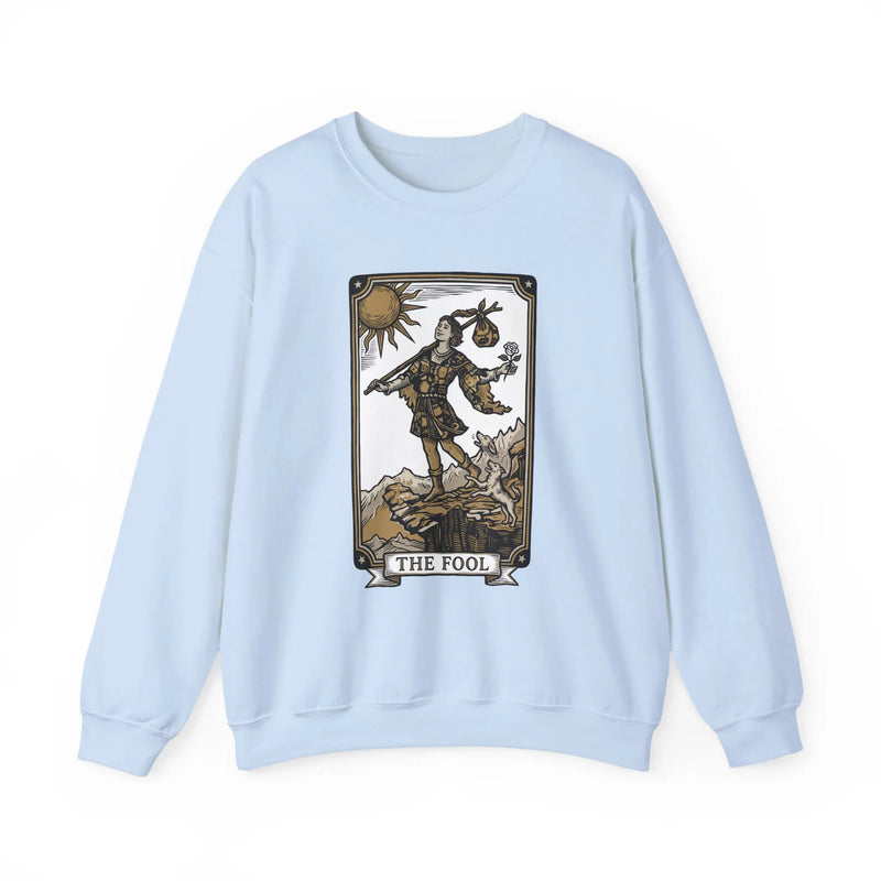 The Fool Tarot Card Graphic Sweatshirt - Heavy Blend Crewneck Fleece - Unisex White