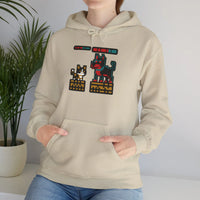Boss Fight 8-Bit Pixel Gaming Cats Hoodie - Heavy Blend Fleece Pullover - Unisex White