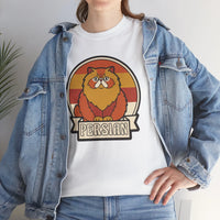 Persian Cat Retro Sunset T-Shirt - Heavy Cotton Classic Fit Tee - Unisex White