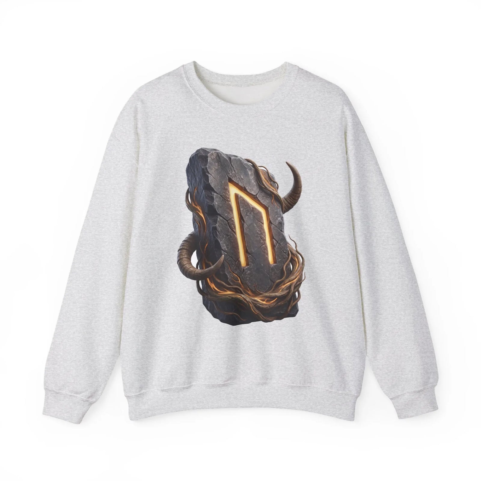Uruz Rune Vitality Sweatshirt - Heavy Blend Crewneck Fleece - Unisex White