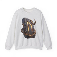 Uruz Rune Vitality Sweatshirt - Heavy Blend Crewneck Fleece - Unisex White