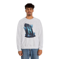 Hagalaz Rune Stone Graphic Sweatshirt - Heavy Blend Fleece Crewneck - Unisex White