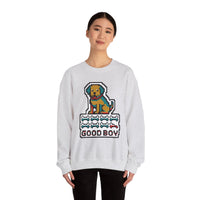 Good Boy 8-Bit Pixel Dogs Sweatshirt - Heavyweight Cotton Blend Crewneck - Unisex White