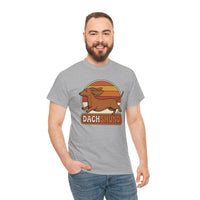 Dachshund Retro 70s Sunset Graphic T-Shirt - Heavy Cotton Classic Fit Tee - Unisex White