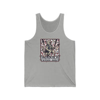 Heavy Metal Rocker Cat Guitar Solo Tank Top - Lightweight Airlume Cotton Jersey - Unisex White