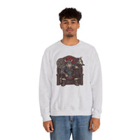 Viking Berserker Cats Graphic Sweatshirt - Heavy Blend Classic Fit Crewneck - Unisex White
