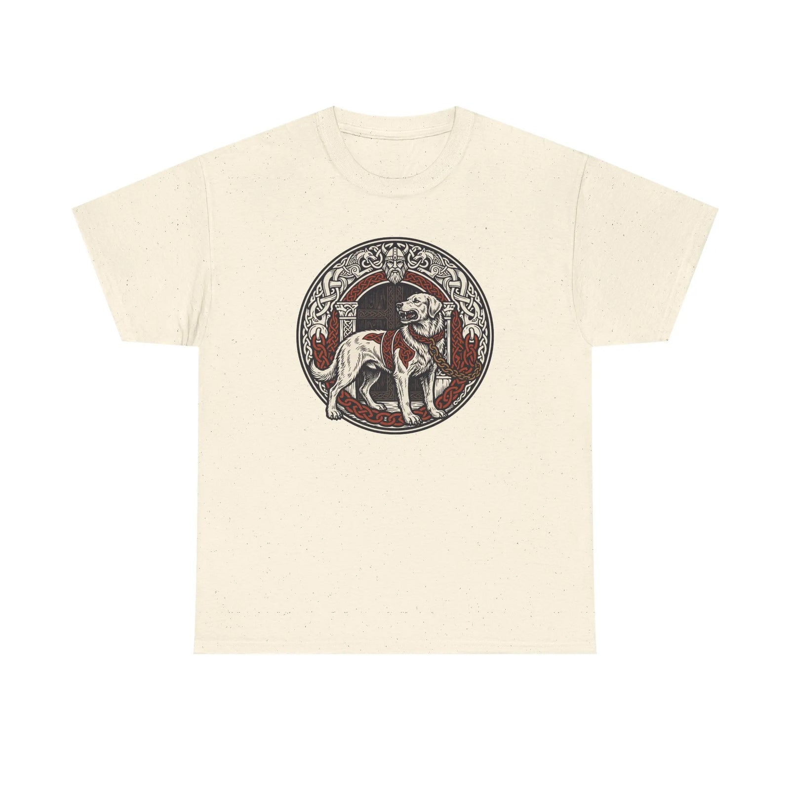 Garmr Odin's Wolves Norse Woodcut T-Shirt - Heavy Cotton Classic Fit - Unisex White