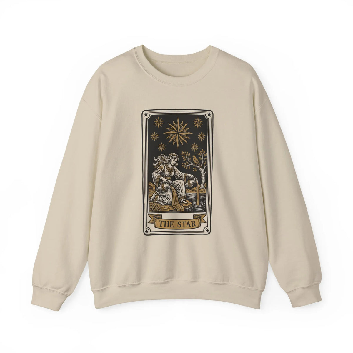 The Star Tarot Card Sweatshirt - 50/50 Cotton Polyester Crewneck - Unisex White