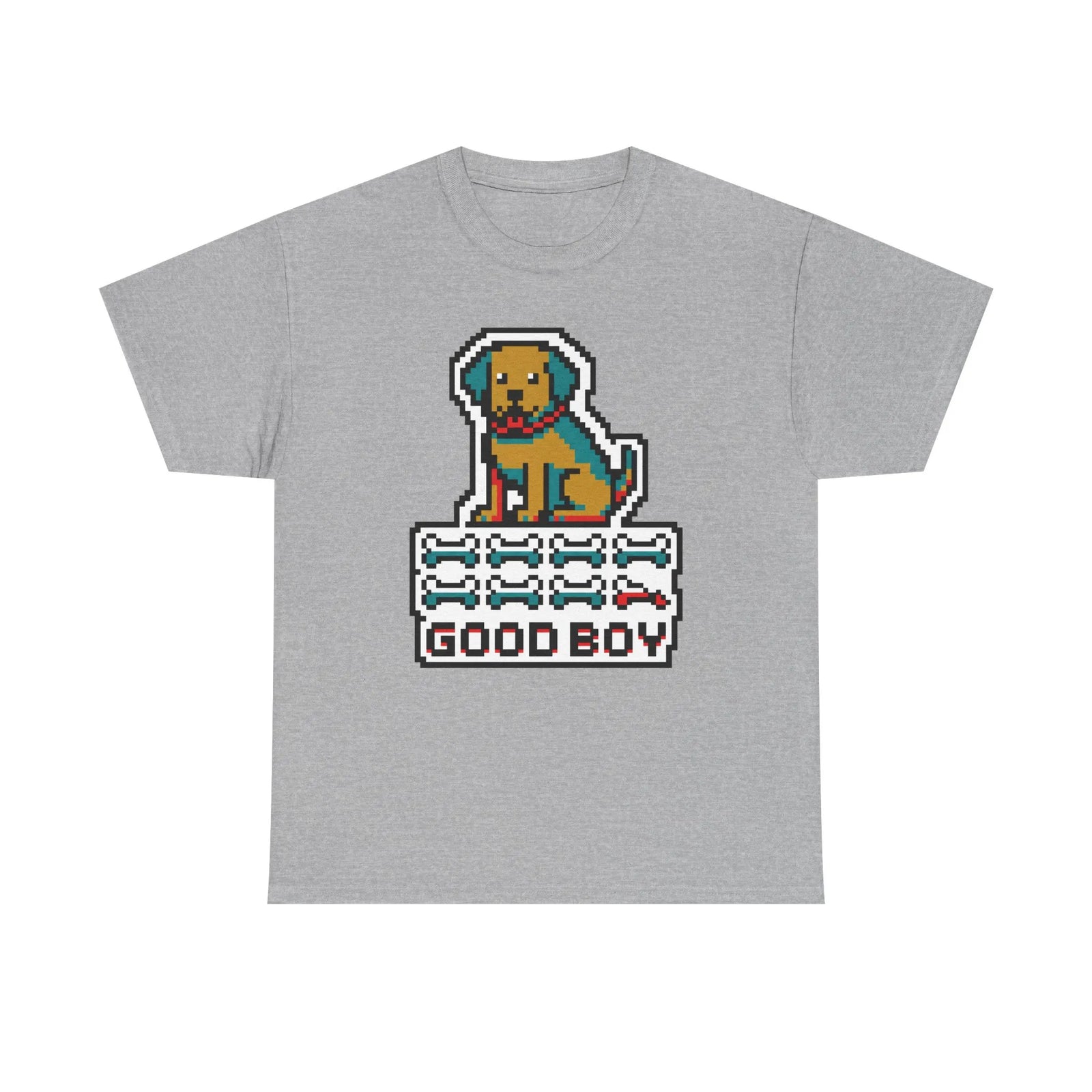 Good Boy 8-Bit Pixel Gaming Dogs T-Shirt - Heavy Cotton Classic Fit Tee - Unisex White