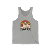 Ragdoll Cat Retro Sunset Tank Top - Soft Airlume Cotton Jersey - Unisex White