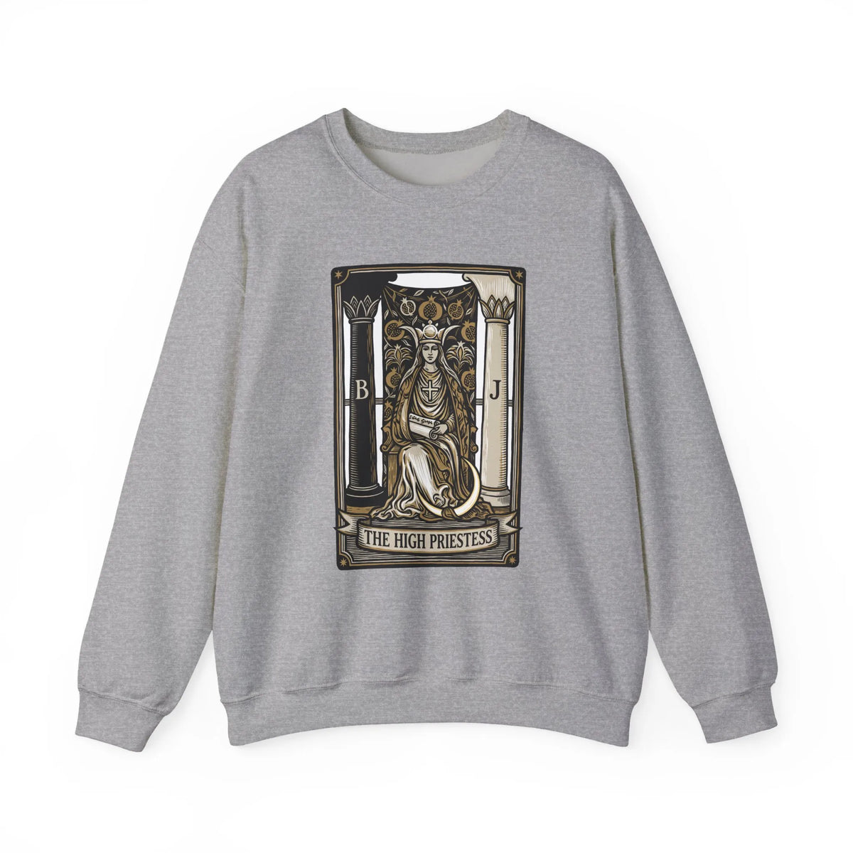 The High Priestess Tarot Card Sweatshirt - Heavy Blend Fleece Crewneck - Unisex White
