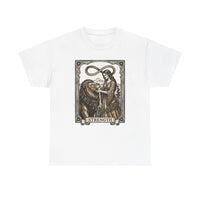 Tarot Strength Card Graphic T-Shirt - Heavy Cotton Classic Fit Crewneck - Unisex White