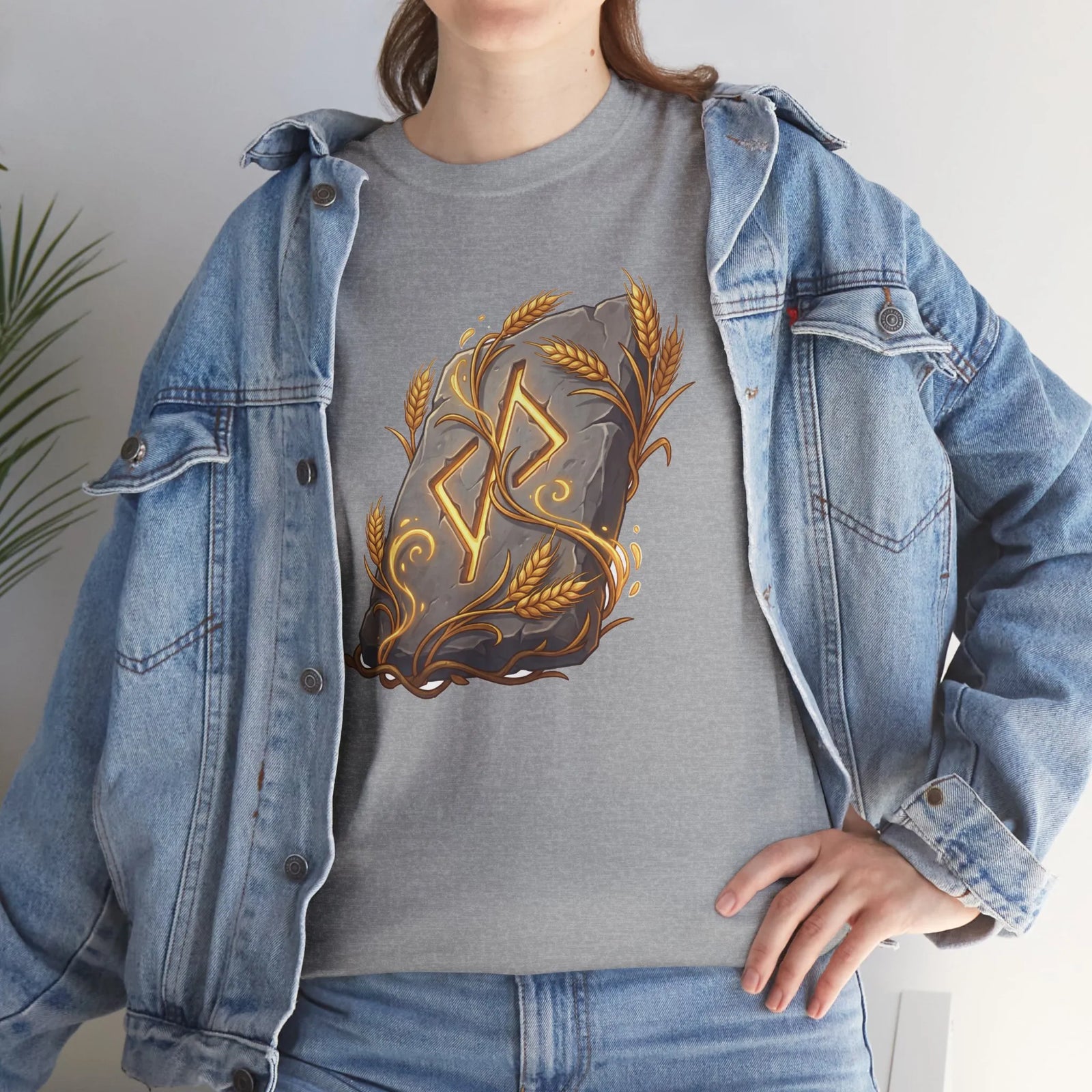 Jera Rune Harvest Stone T-Shirt - Heavy Cotton Classic Fit Tee - Unisex White