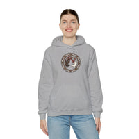 Freyja's Cats & Raven Norse Woodcut Hoodie - Soft Medium-Heavy Blend Pullover - Unisex White