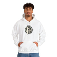 Uruz Rune Bull Norse Graphic Hoodie - Soft Cotton Blend Classic Fit Pullover - Unisex White