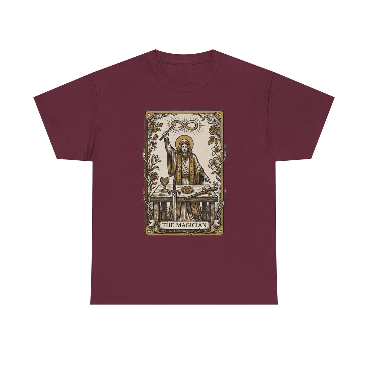 The Magician Tarot Card T-Shirt - Heavyweight 100% Cotton Classic Tee - Unisex White