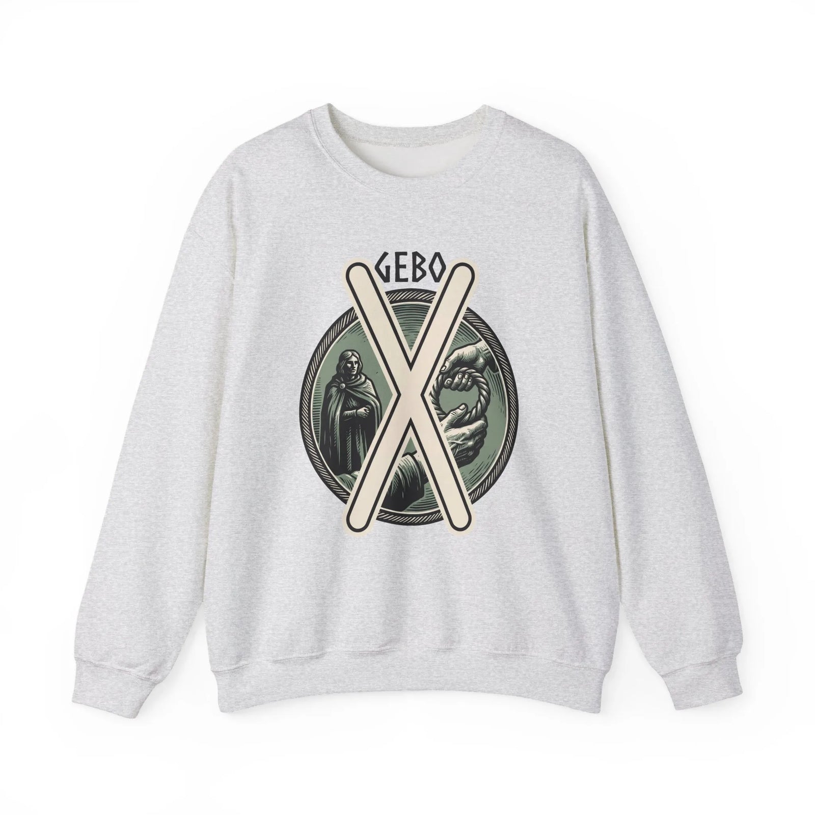 Gebo Rune Gift Cycle Graphic Sweatshirt - Heavyweight Cotton Blend Crewneck - Unisex White
