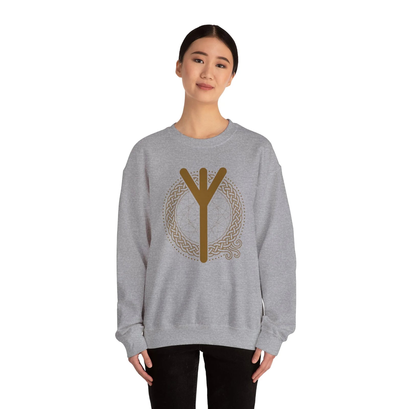 Elhaz Rune Protection Sweatshirt - Heavy Blend Cotton-Poly Crewneck - Unisex White