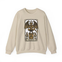 Devil Tarot Card Graphic Sweatshirt - Heavy Blend Fleece Crewneck - Unisex White
