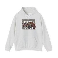 Freyja's Sacred Cats Chariot Graphic Hoodie - Cozy Fleece Pullover Hoodie - Unisex Off White