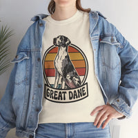 Great Dane Retro 70s Sunset Graphic T-Shirt - Heavy Cotton Classic Fit Tee - Unisex White