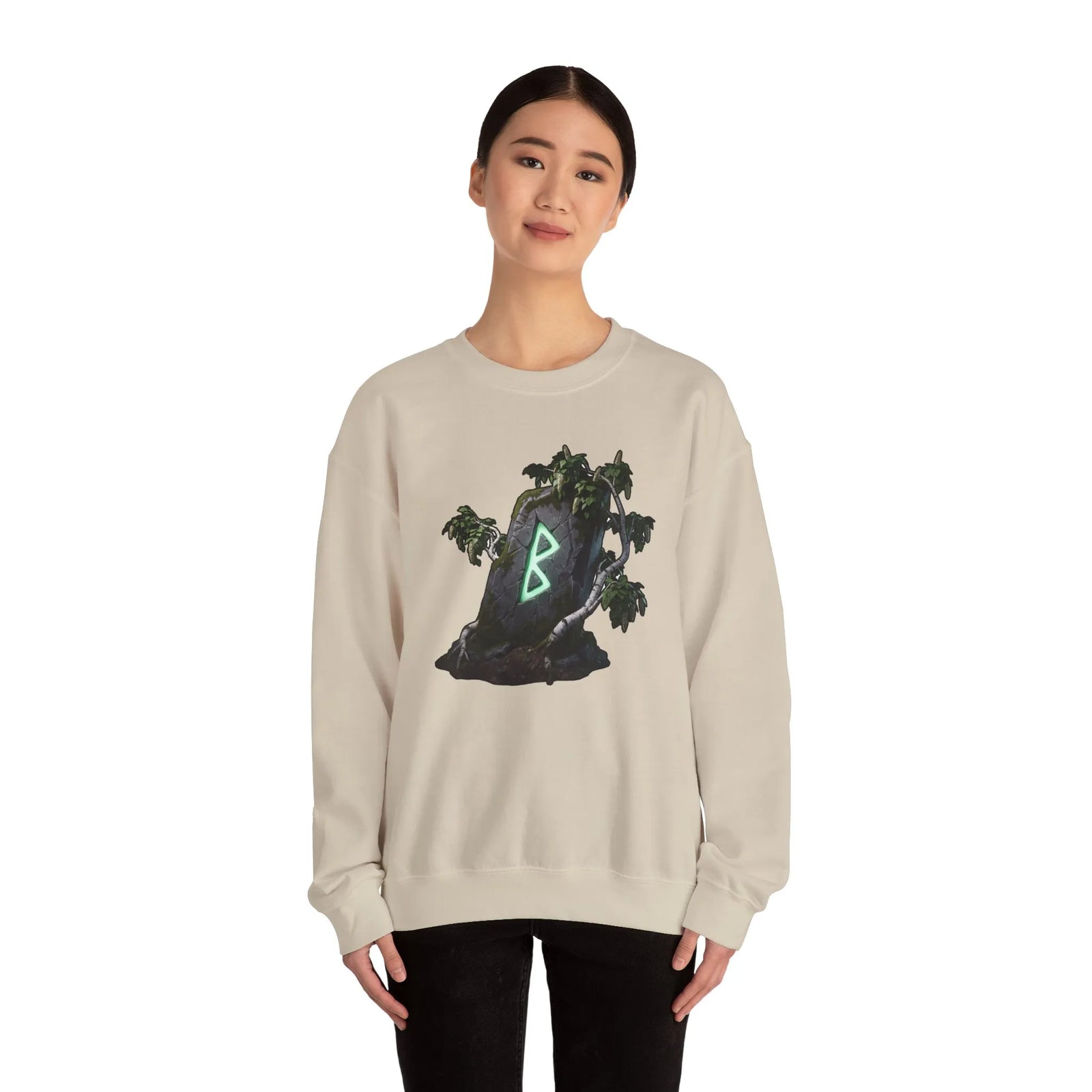 Berkana Rune Birch Tree Sweatshirt - Heavy Blend Crewneck - Unisex White