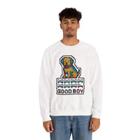 Good Boy 8-Bit Pixel Dogs Sweatshirt - Heavyweight Cotton Blend Crewneck - Unisex White
