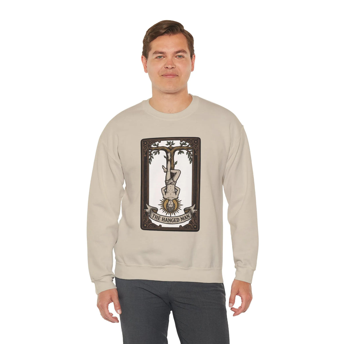 The Hanged Man Tarot Card Sweatshirt - Soft Fleece Classic Fit Crewneck - Unisex Off White