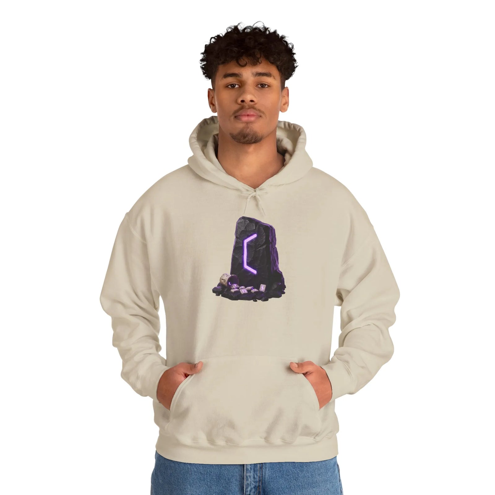 Perthro Rune Mystery Graphic Hoodie - Heavyweight Fleece Pullover - Unisex White