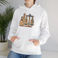 Sphynx Cat Egyptian Scales Hoodie - Heavyweight Cotton Blend Pullover - Unisex White