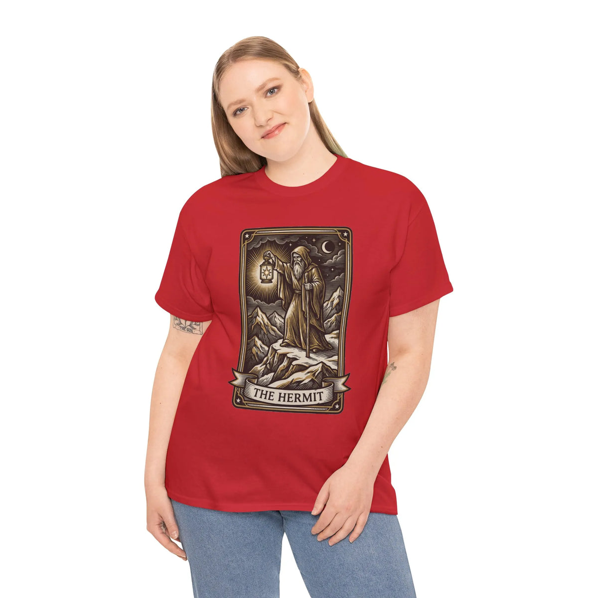 The Hermit Tarot T-Shirt - Medium Weight Cotton Classic Tee - Unisex White