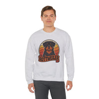 Rottweiler Retro Sunset Sweatshirt - Heavy Blend Fleece Crewneck - Unisex White