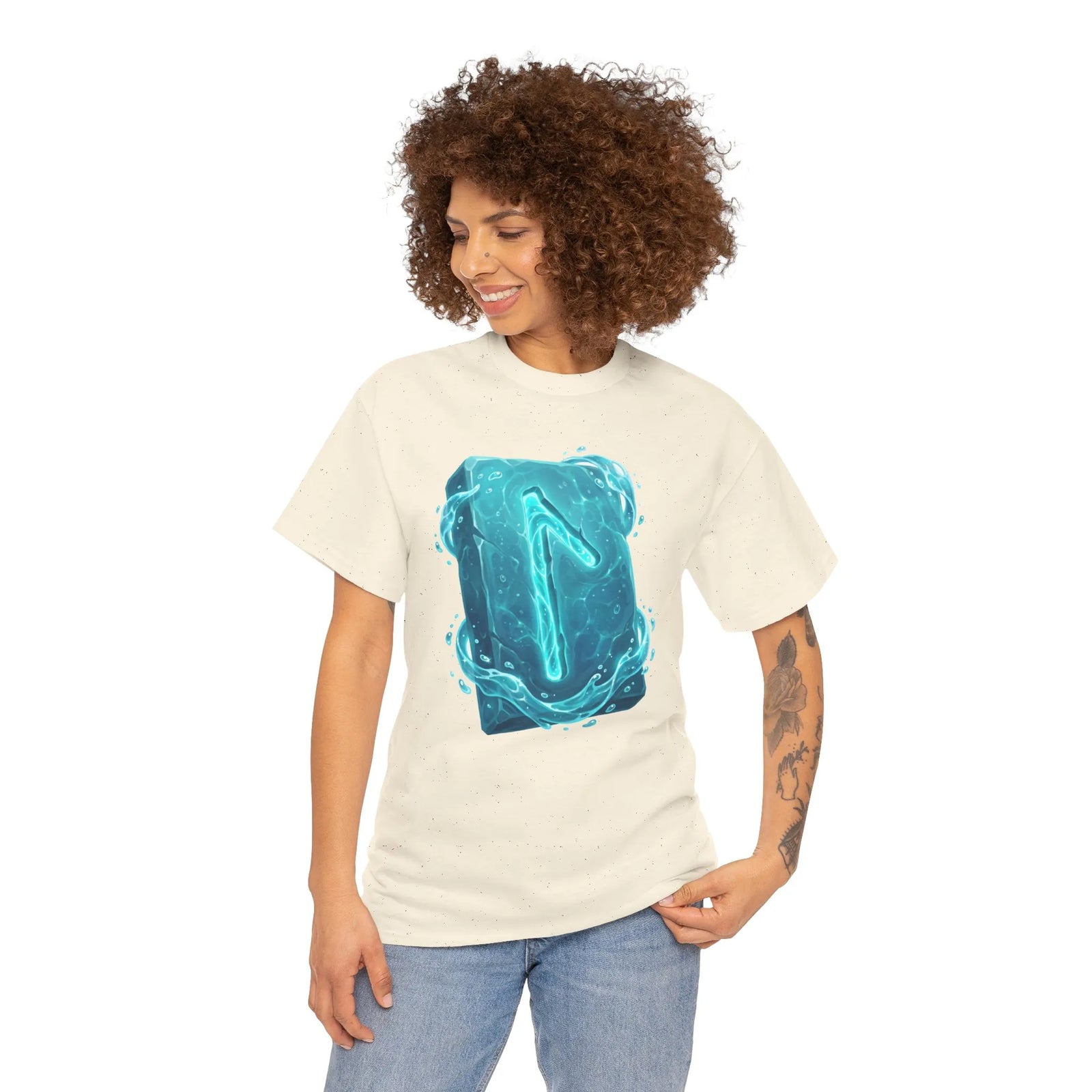 Laguz Water Rune Intuition Graphic T-Shirt - Heavy Cotton Classic Fit Tee - Unisex White