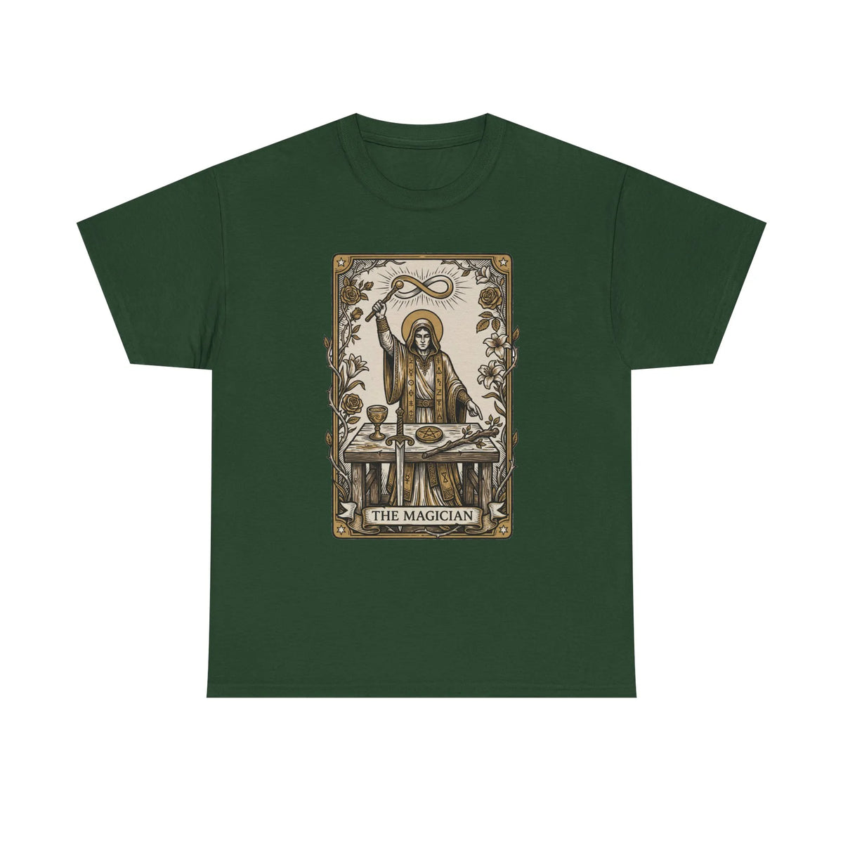 The Magician Tarot Card T-Shirt - Heavyweight 100% Cotton Classic Tee - Unisex White